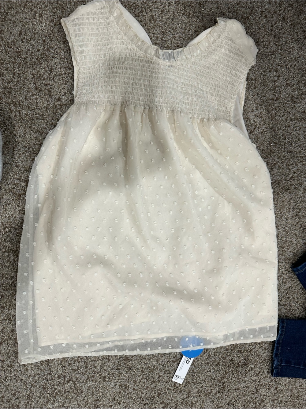 Cream Swiss Dot Strapless Top